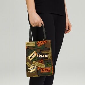 RARE Prezzo World Traveler Beaded London NYC Tokyo Rome Handbag Tote Purse